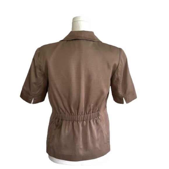 Coldwater Creek Brown Tan Short Sleeve Pockets Lined Career Blazer Size 6 Petite - Picture 4 of 11